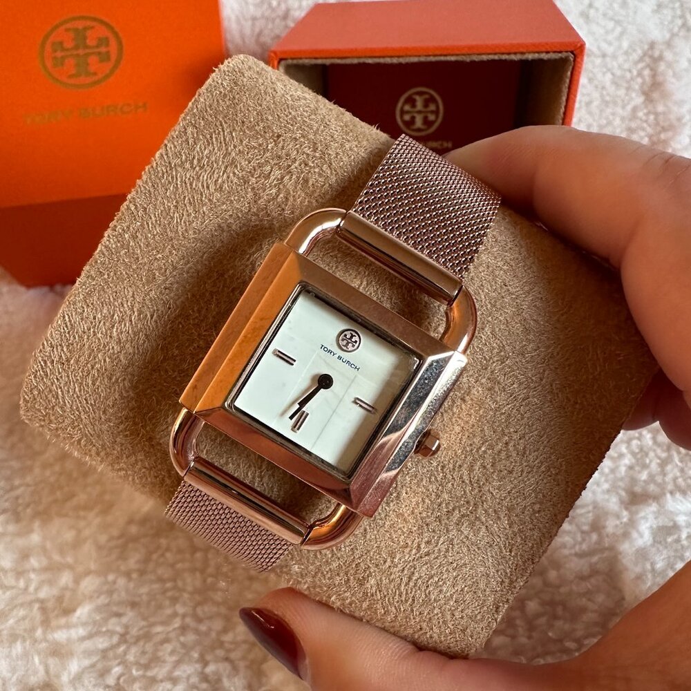 NWT! TBW7251 TORY BURCH Phipps Rose Gold-Tone Bracelet Watch Women - Picture 2 of 7